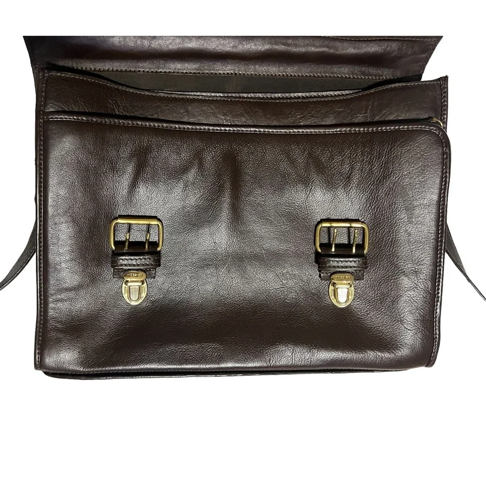 Hidesign Genuine Leather Messenger Briefcase Laptop Bag - Gorgeous Walnut Color